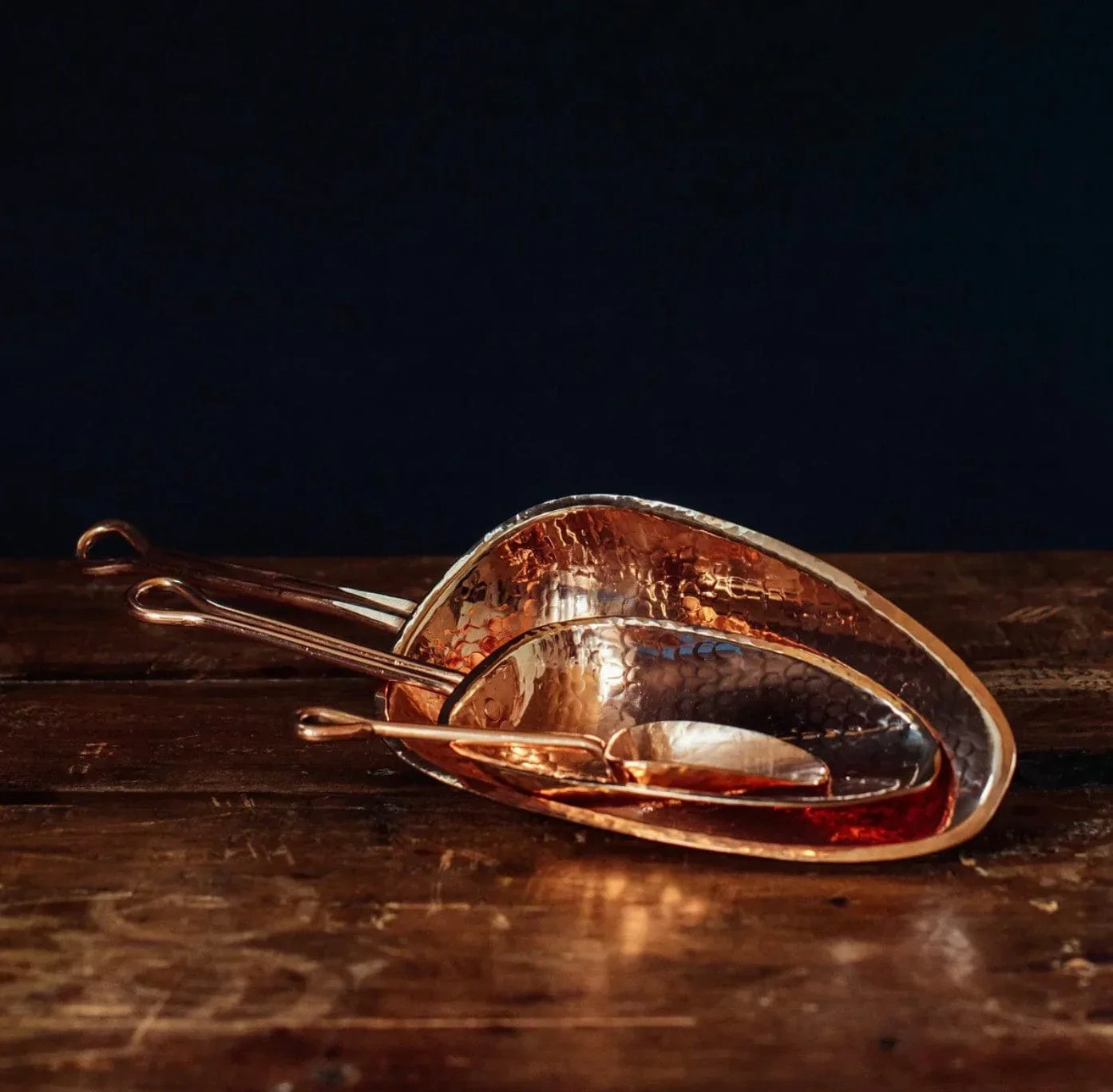 Hammered copper scoops in 3 sizes - Your Western Decor