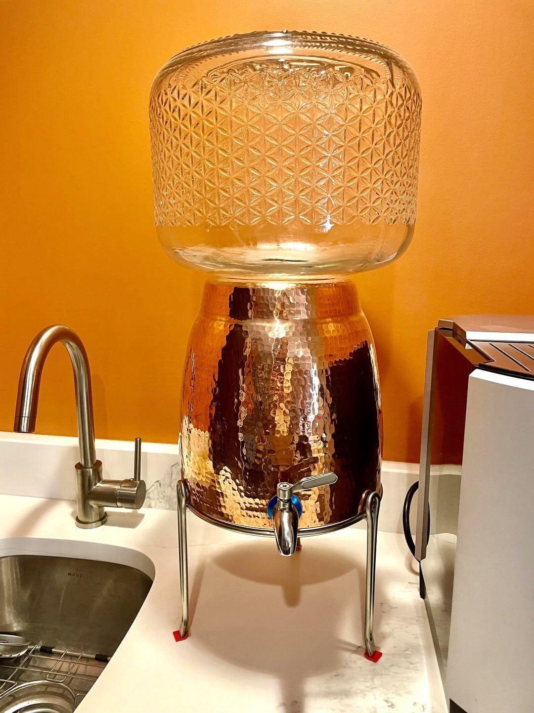 Customer hammered copper water dispenser on stand - Your Western Decor
