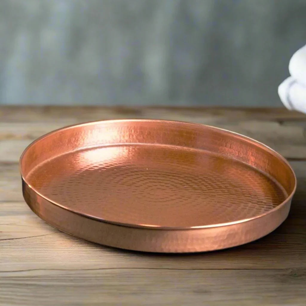 Round Hammered Copper Serving Tray - Your Western Decor