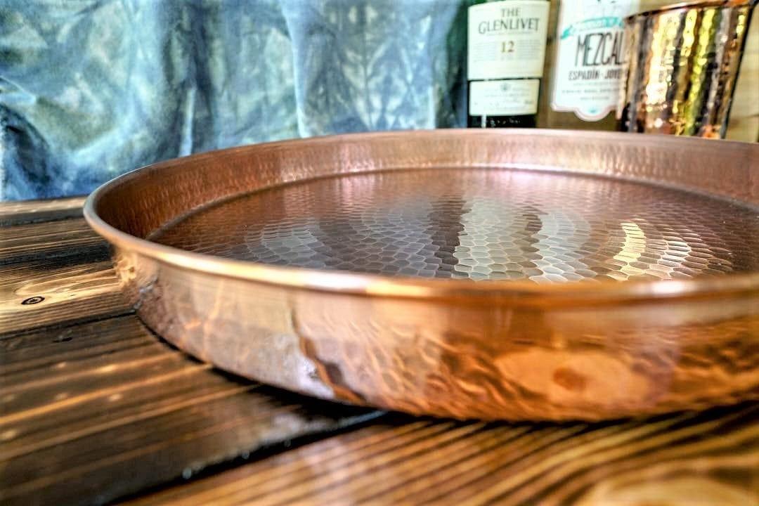 Round Hammered Copper Serving Tray - Your Western Decor