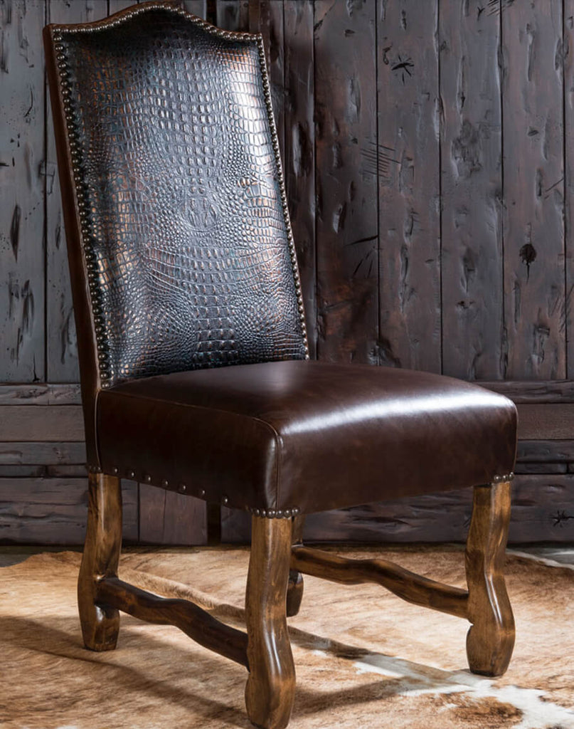 Heritage Ranch Croc Leather Dining Chair - American Made Dining Furniture - Your Western Decor