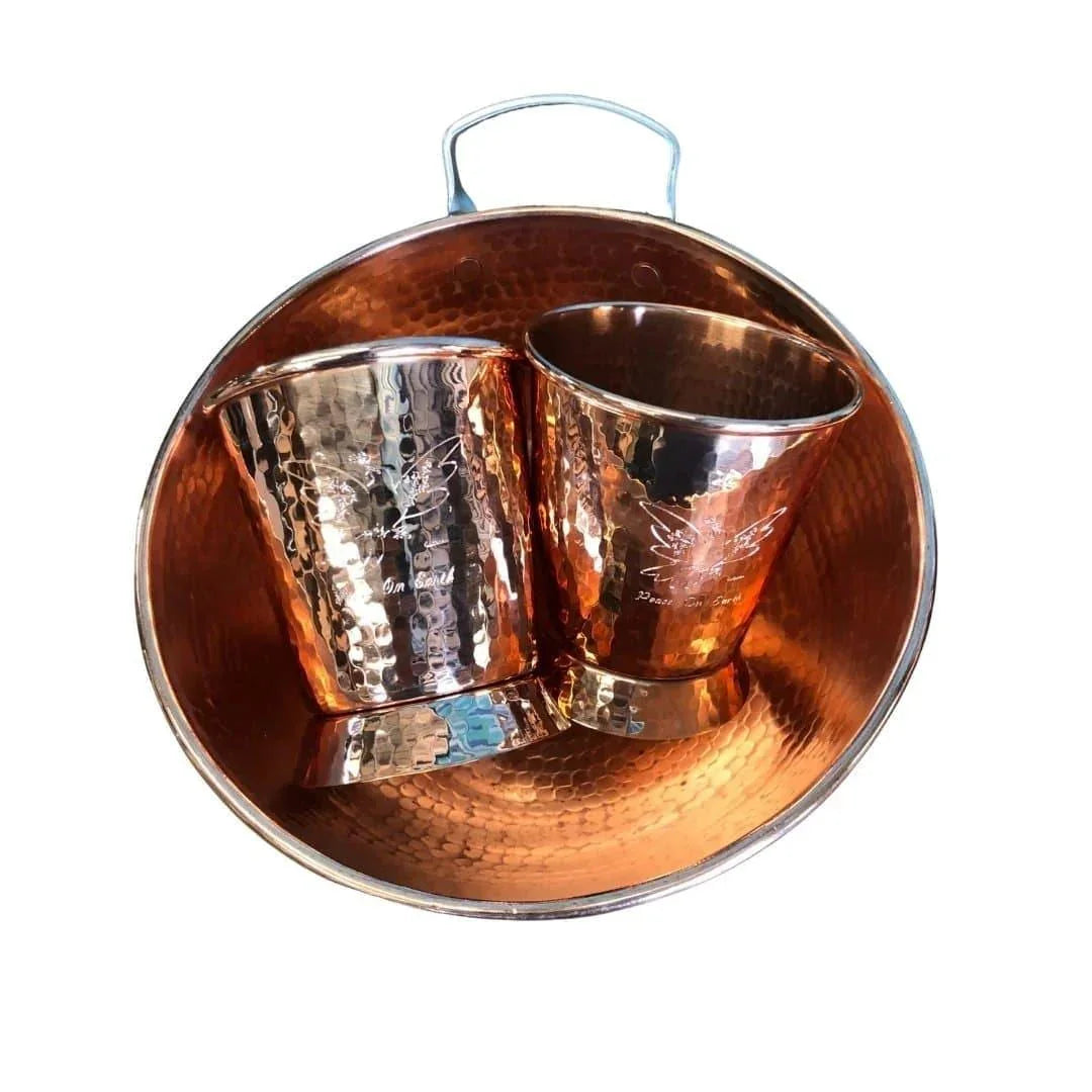 3 piece hammered copper engraved eggnog set. Your Western Decor