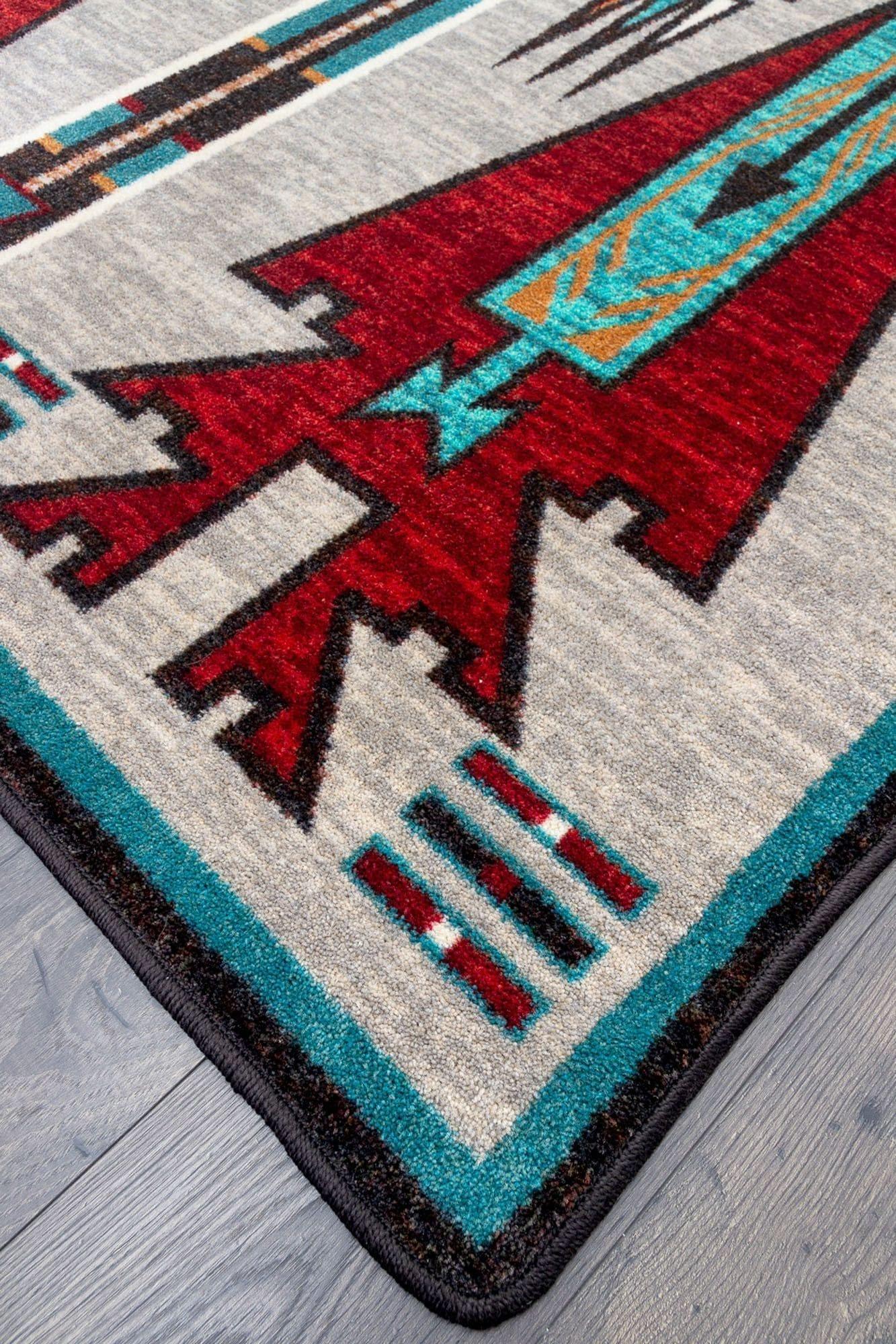 Horse thieve area rug corner and color detail - Your Western Decor