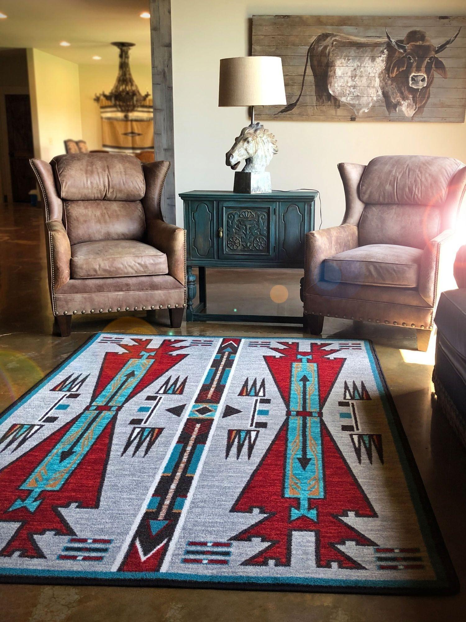 Horse Thieves (Turquoise) Southwestern Rug - Your Western Decor