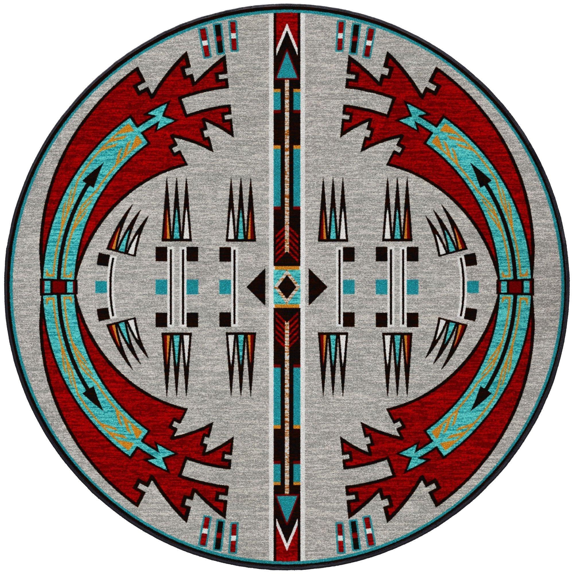 Horse Thieves (Turquoise) Southwestern Round Area Rug Made in the USA - Your Western Decor