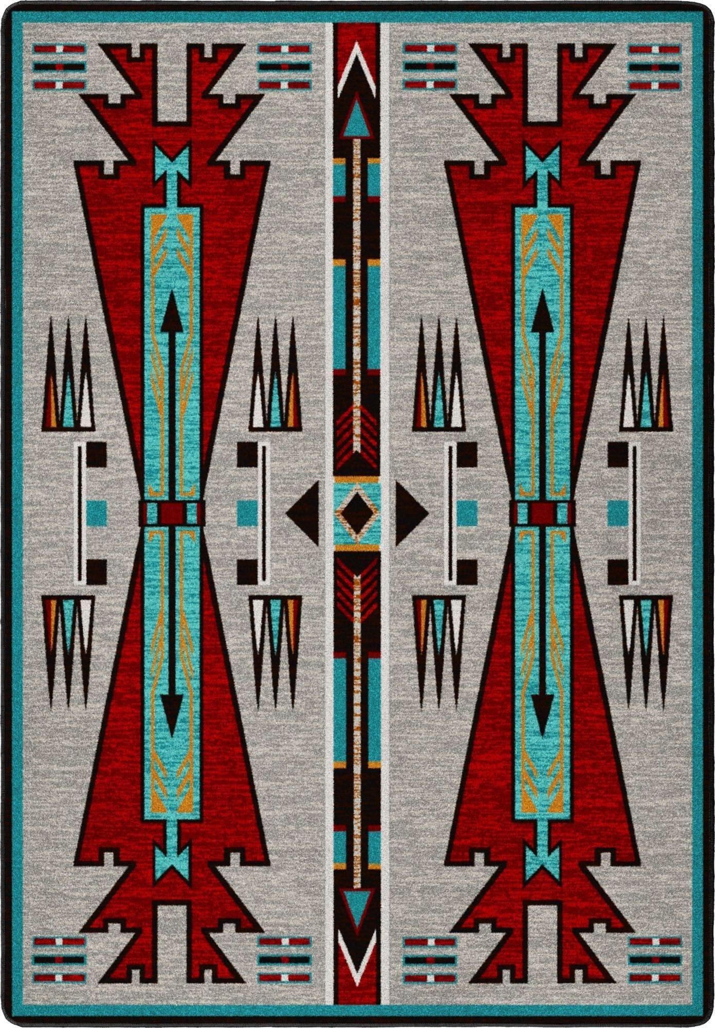 Horse Thieves red and turquoise Southwest area rug 4x5 made in the USA - Your Western Decor