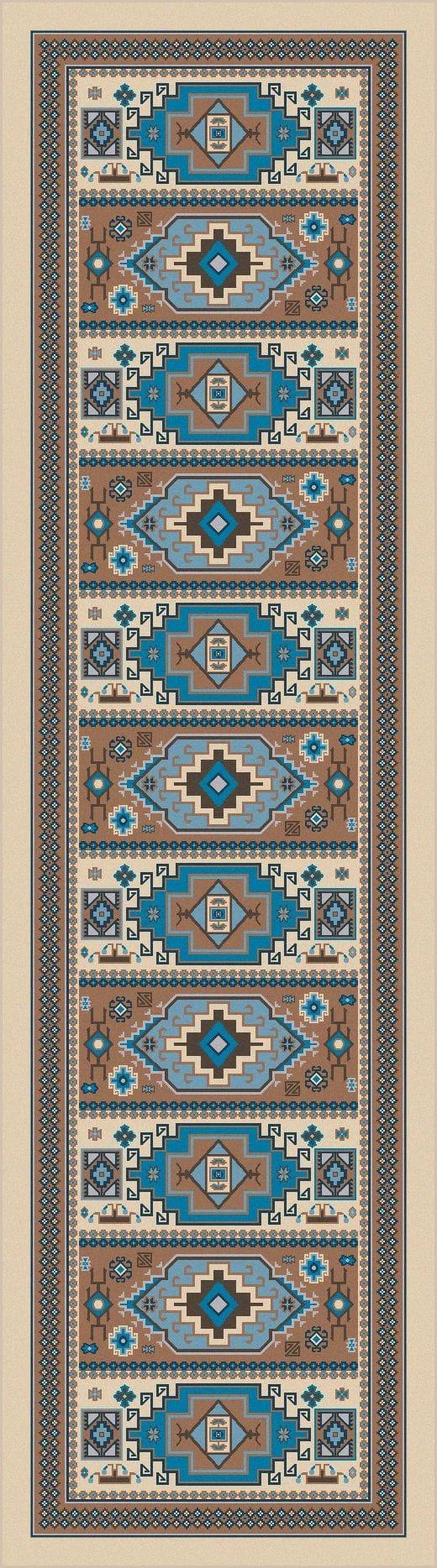 Indigo & Turquoise Floor Runner made in the USA - Your Western Decor