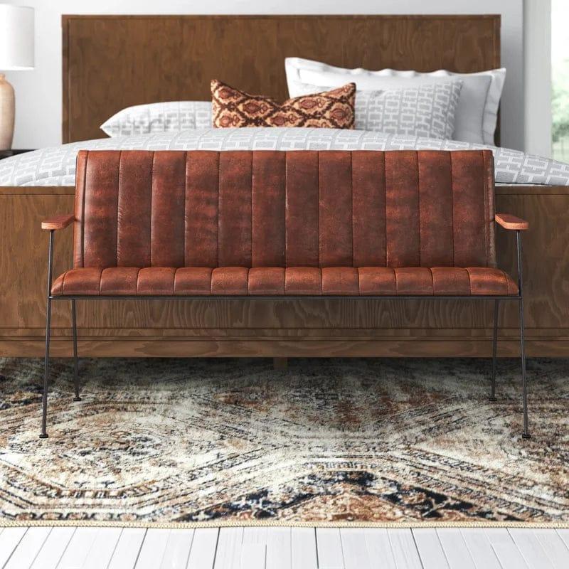 Industrial Chic Leather Bench - Your Western Decor