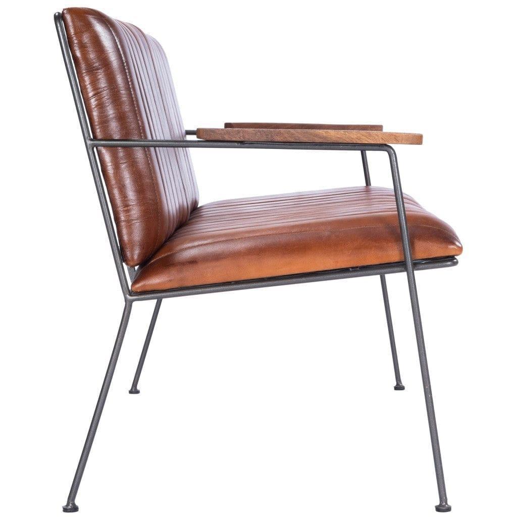 Industrial Chic Leather Bench end view - Your Western Decor