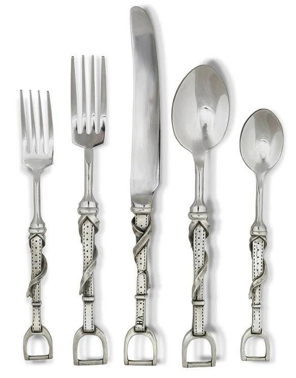 Irons and leathers equine flatware set. Pewter & stainless steel. Your Western Decor