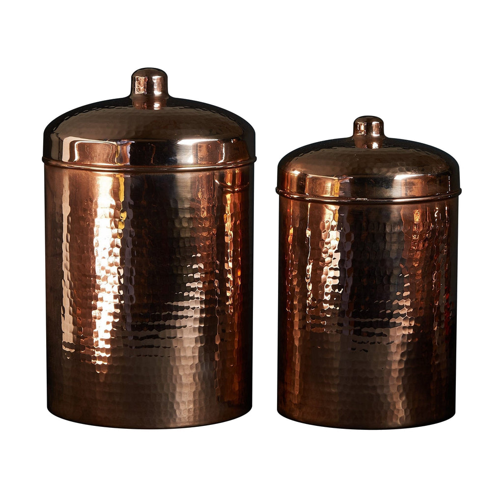 Peacock patina 2-pc copper canister set - Your Western Decor