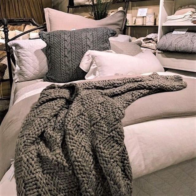 Chess knit throw blanket in slate - Your Western Decor