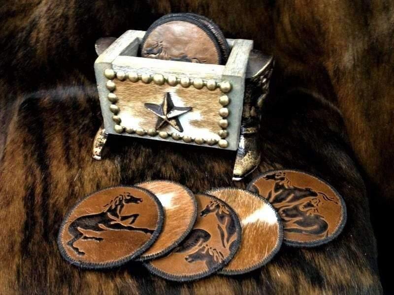 Hair on Hide & Leather Coasters - Your Western Decor