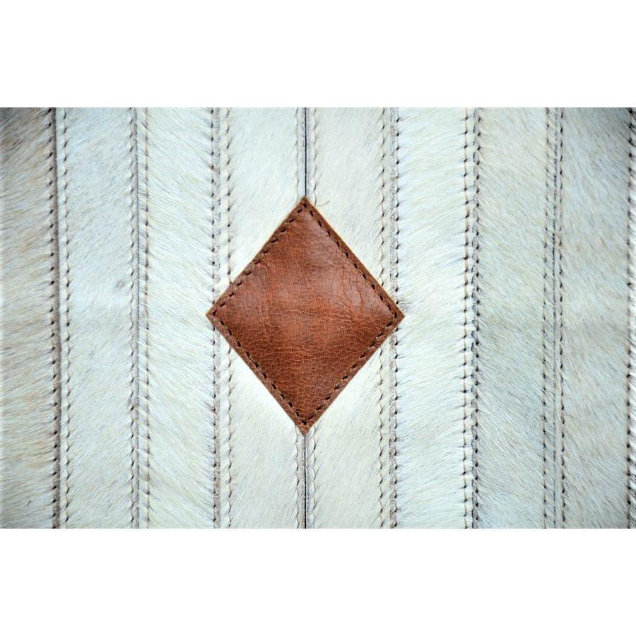Aztec Leather and White Cowhide Throw Pillow detail - Your Western Decor