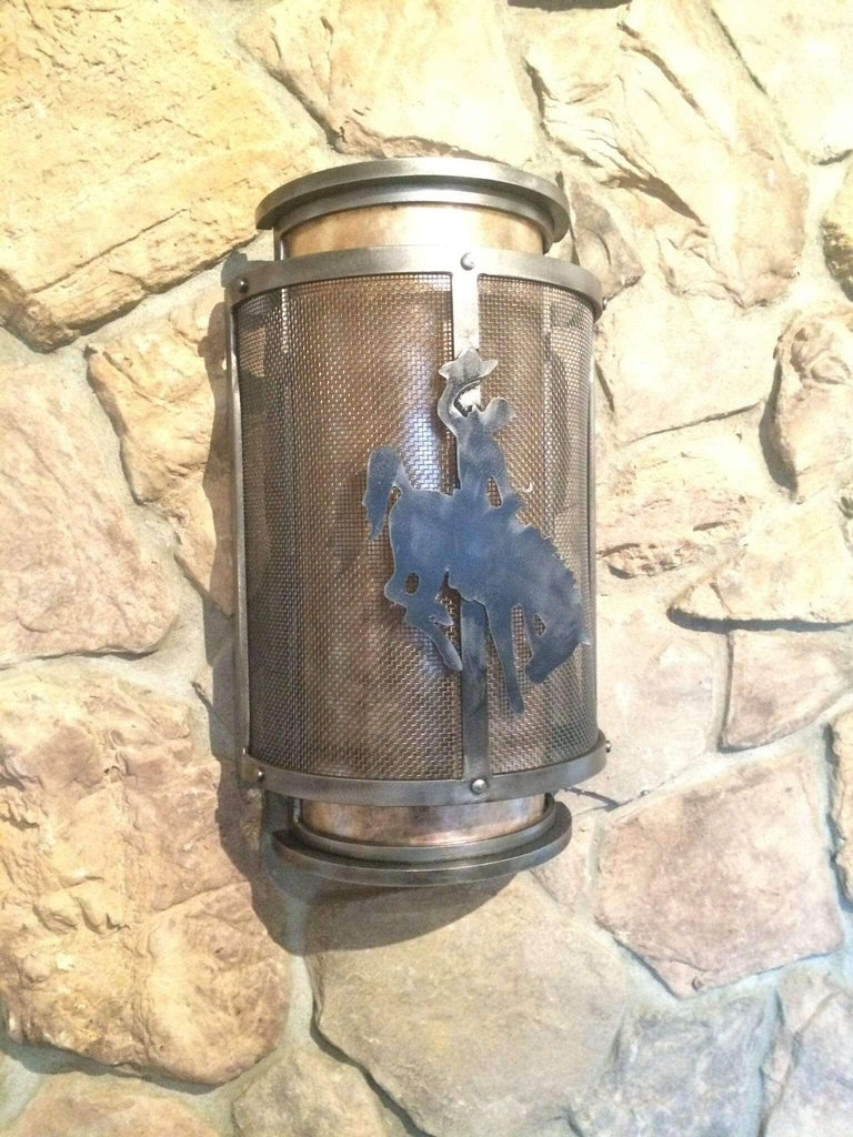American handcrafted Wyoming Bronc Outdoor Wall Sconce - Your Western Decor