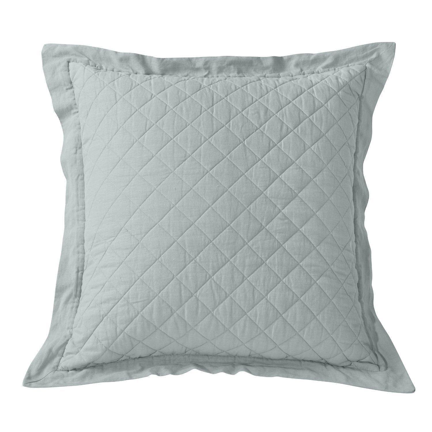 Linen & Cotton Diamond Quilted Euro Sham in Seaglass color- Your Western Decor