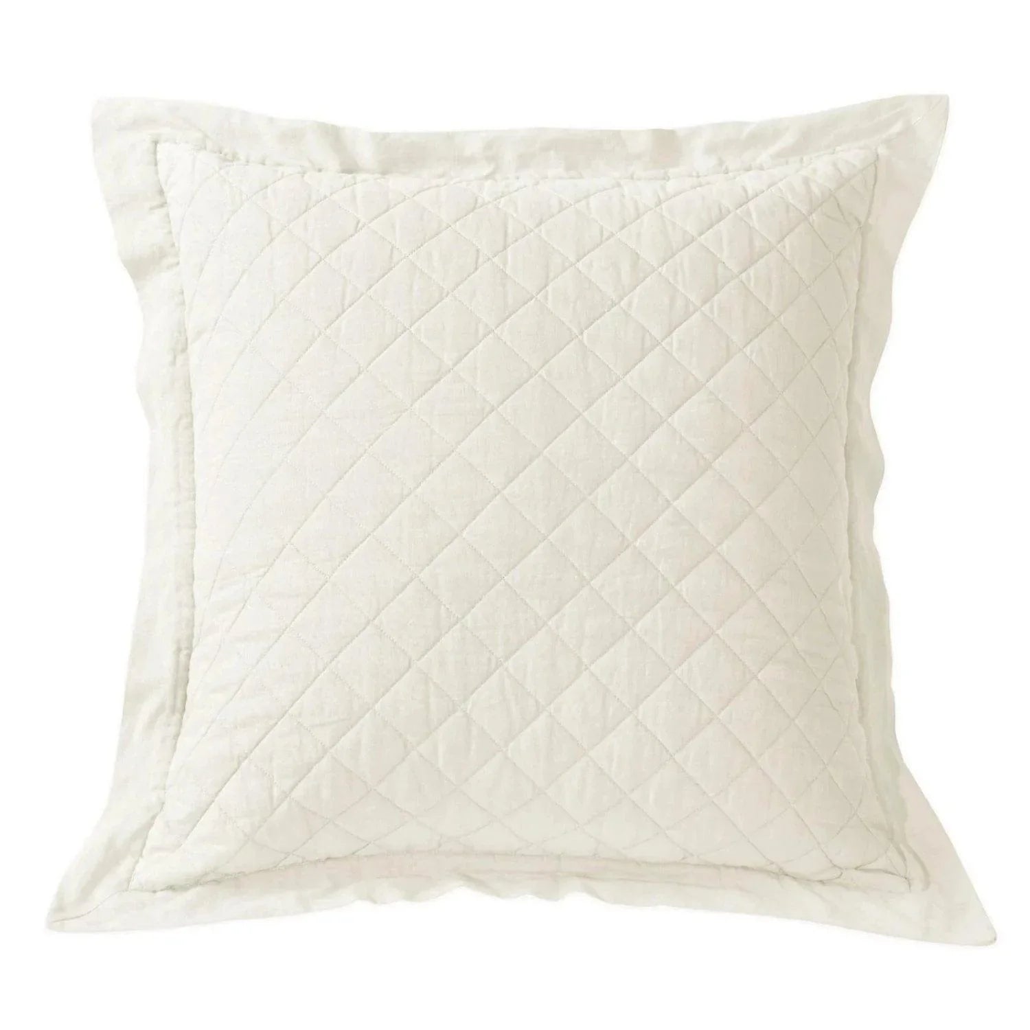 Linen & Cotton Diamond Quilted Euro Sham in Vintage White color - Your Western Decor
