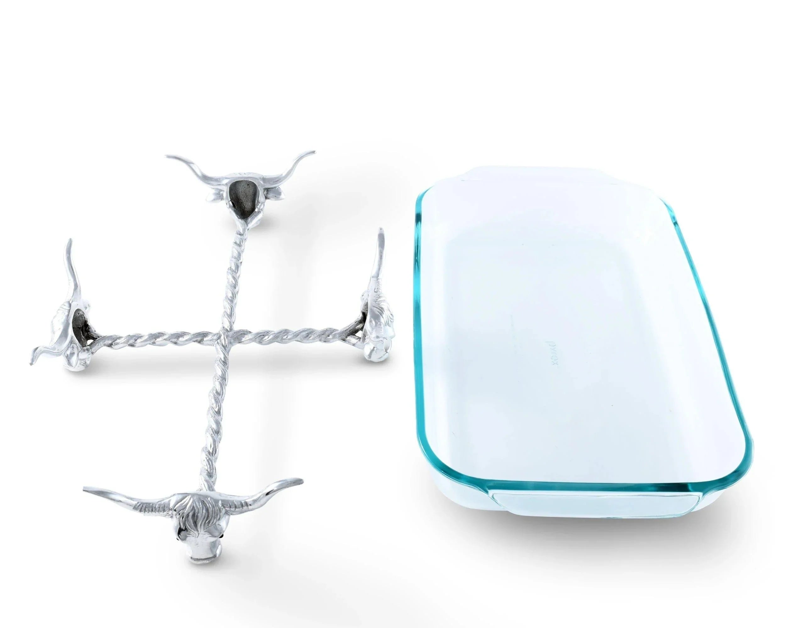 Pyrex Baking Dish with Longhorn Steer Stand - Your Western Decor