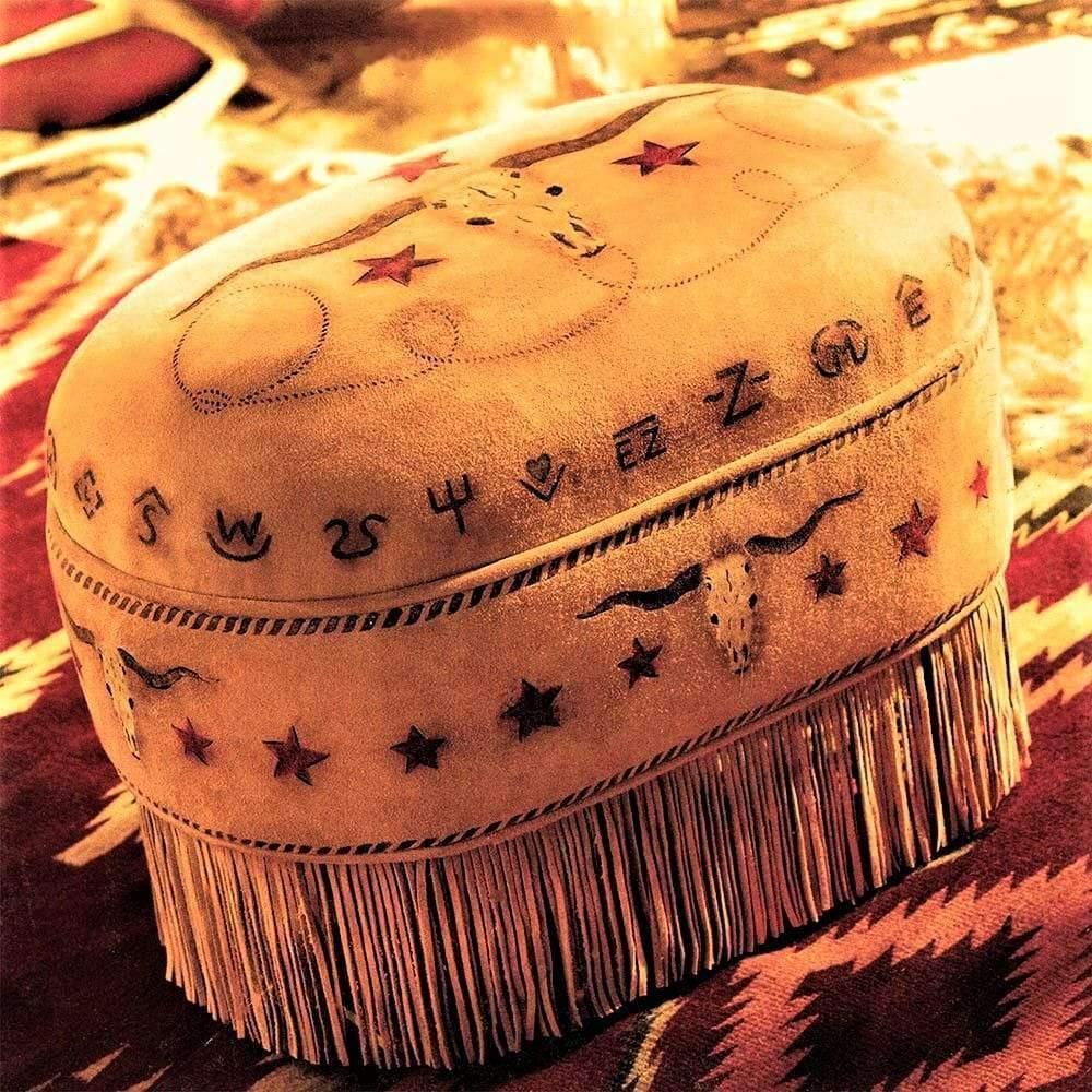 Suede deer hide oval ottoman - Custom made by hand in the USA - Your Western Decor