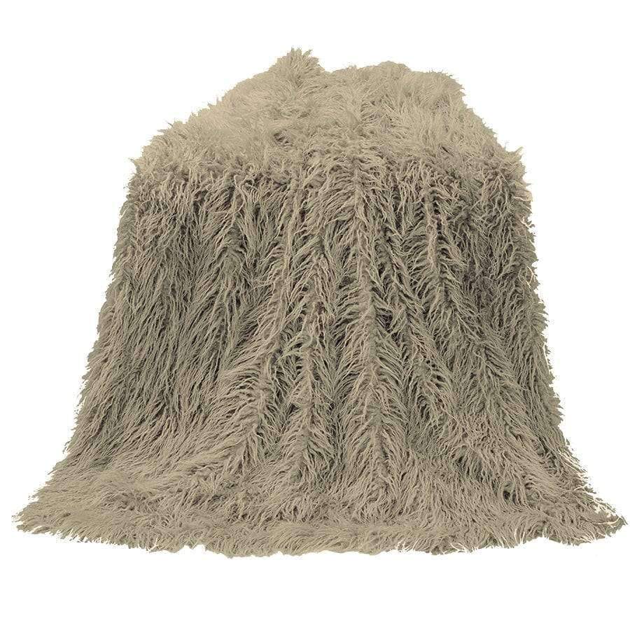 Mongolian faux fur throw blanket in taupe - Your Western Décor, LLC