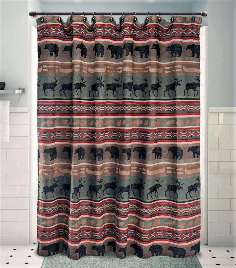 Moose and Bear Woodsy Shower Curtain - Your Western Decor, LLC