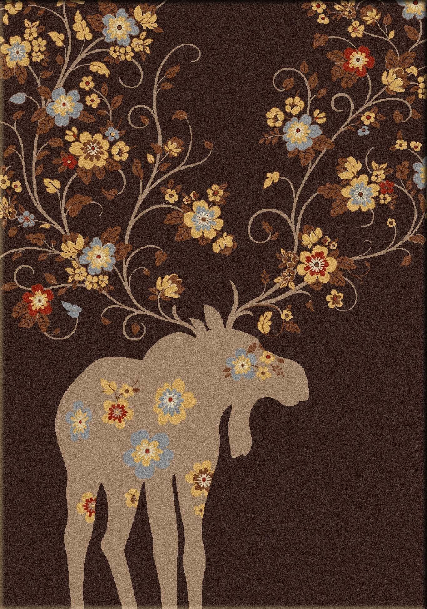 Moose Blossom Area Rug in Chocolate made in the USA - Your Western Decor