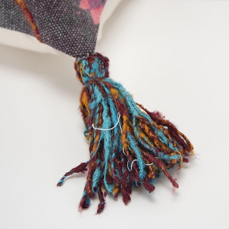 Multi Color Tribal Accent Pillow tassel detail - Your Western Decor