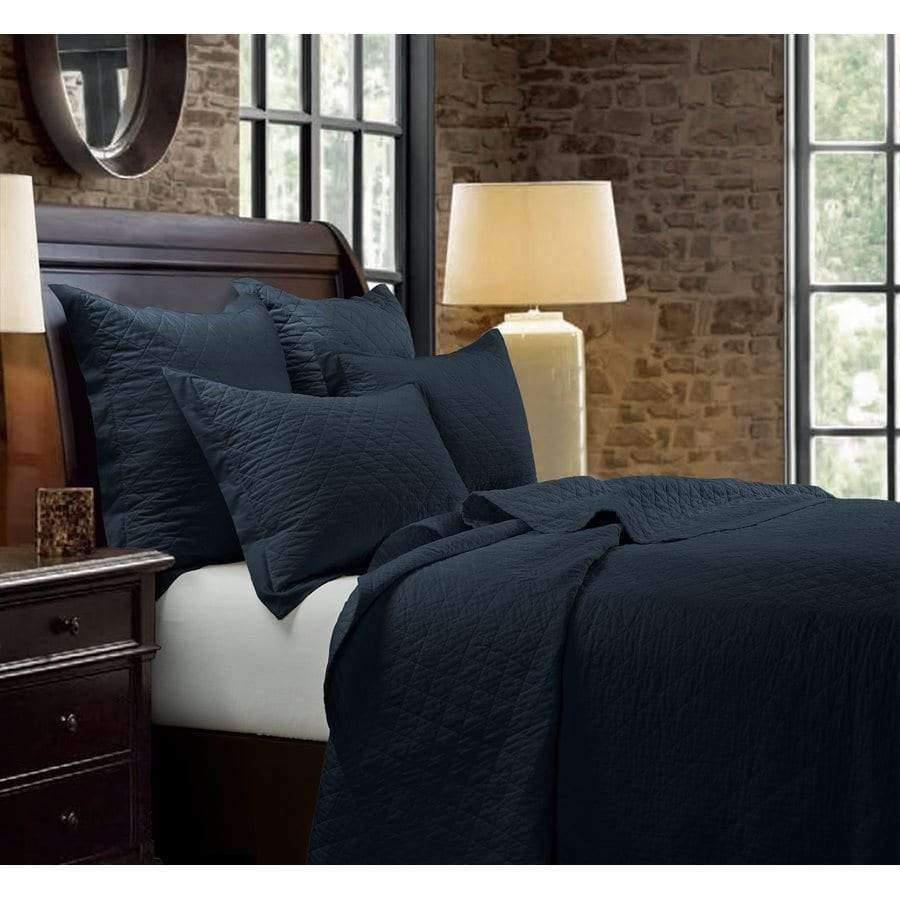 Navy blue diamond quilted coverlet - Your Western Decor