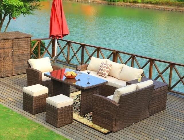 Outdoor Sofa Set with Ottomans and Storage Box – Your Western Decor