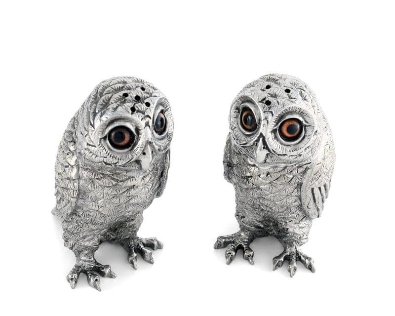 Pewter owls with amber eyes salt and pepper shakers - Your Western Decor