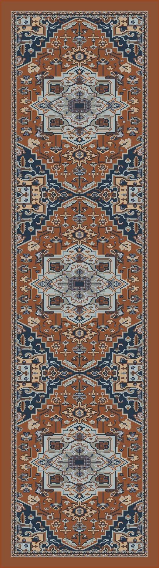 Persia Blue Caramel Floor Runner - Made in the USA - Your Western Decor, LLC