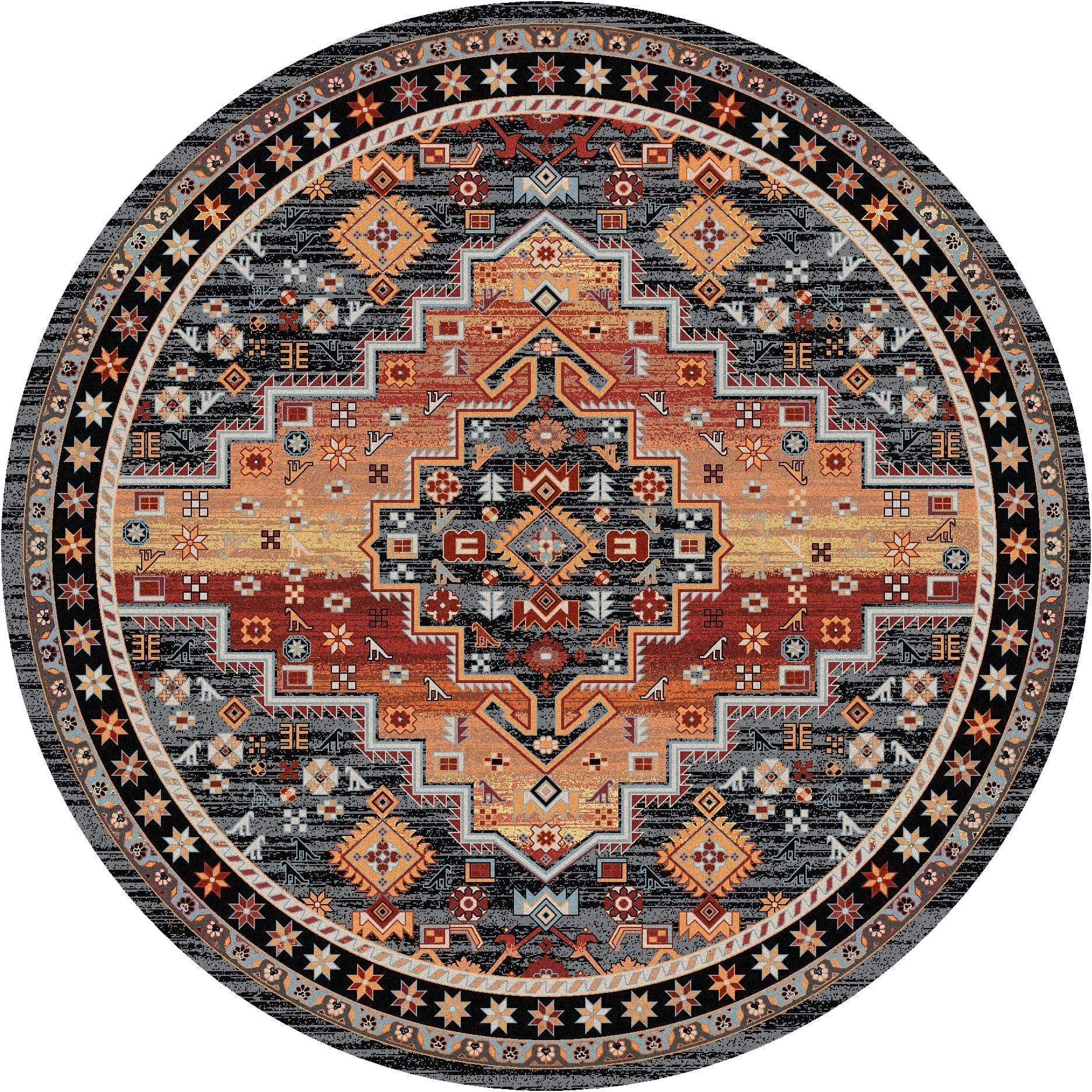 Persian Version 8' Round Area Rug - Made in the USA - Your Western Decor , LLC