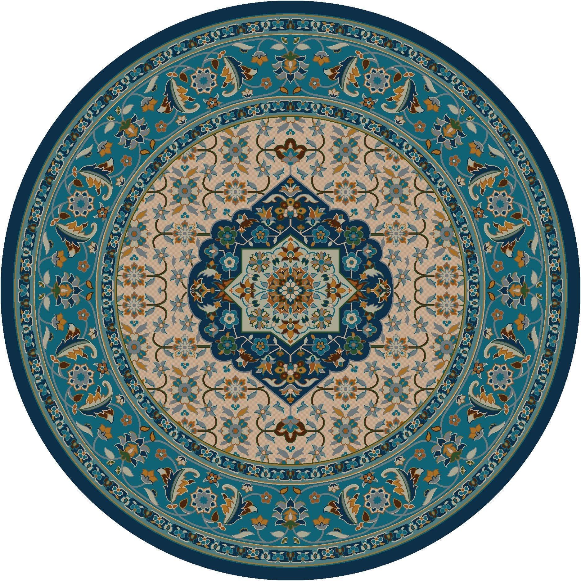Persian worn navy 8' round area rug made in the USA - Your Western Decor, LLC