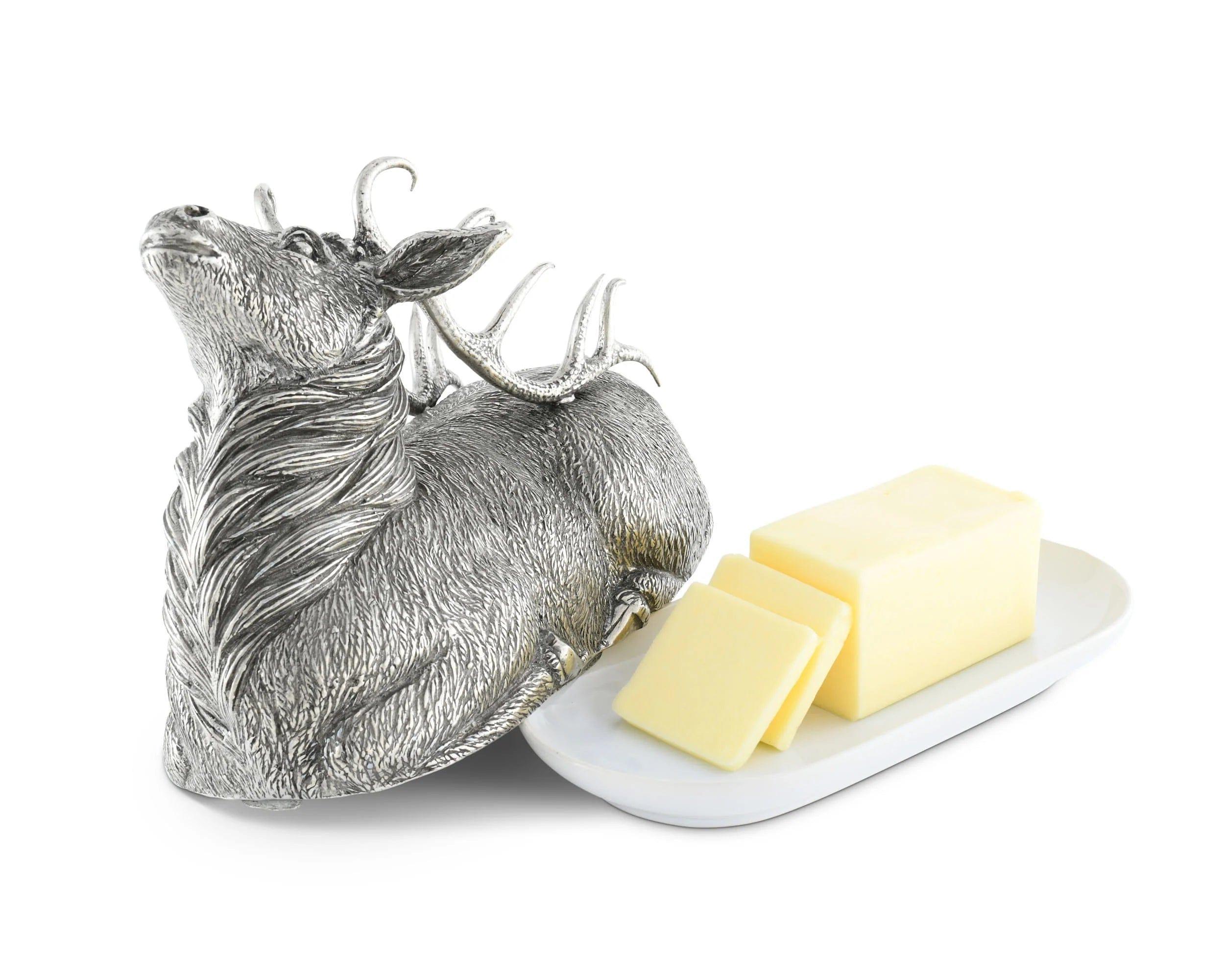 Carved Pewter Elk Butter Dish - Your Western Decor
