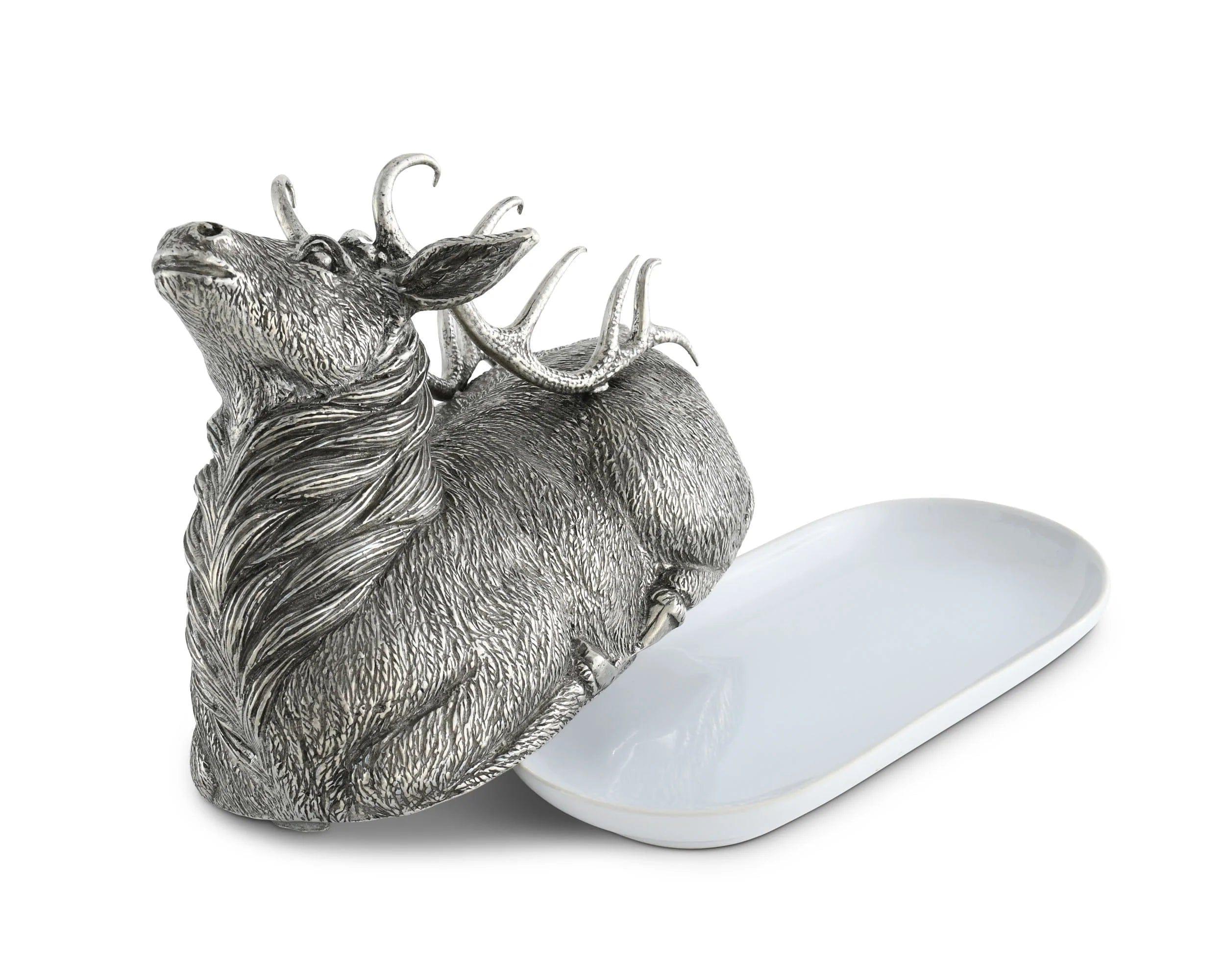 Carved Pewter Elk Butter Dish - Your Western Decor