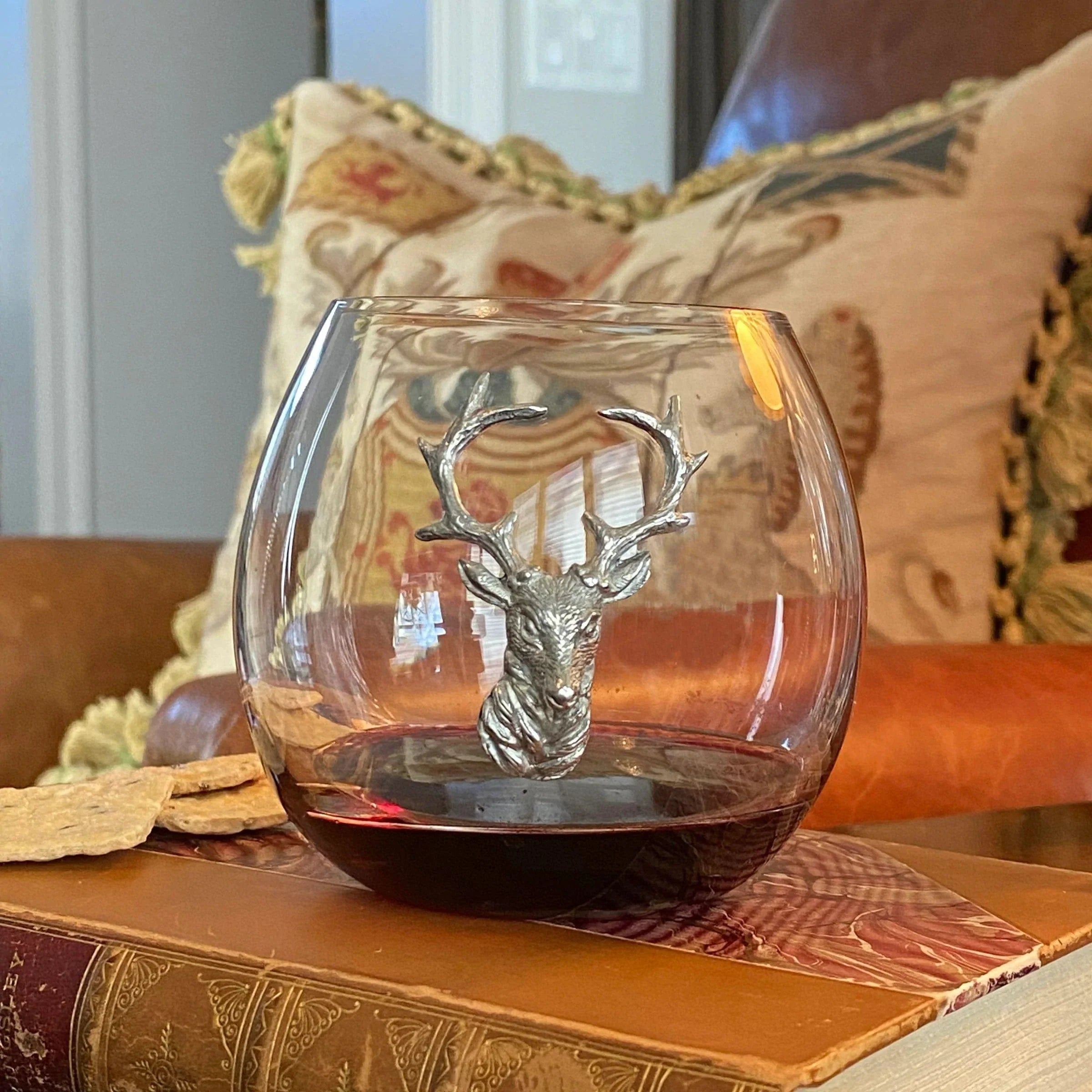 Pewter Elk Stemless Wine Glasses - Your Western Decor