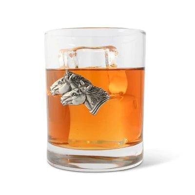 Double old fashioned glassware with pewter horses - Your Western Decor