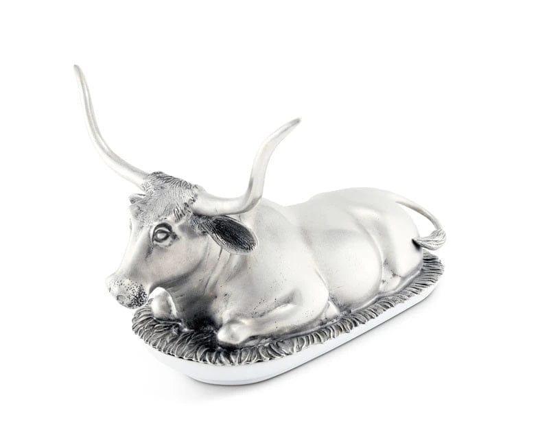 Pewter & Stoneware Longhorn Butter Dish - Your Western Decor