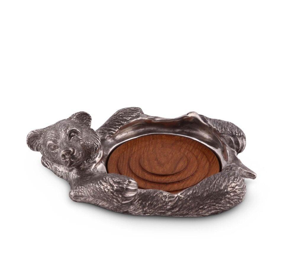 Pewter Bear Wine Bottle Coaster - Your Western Decor