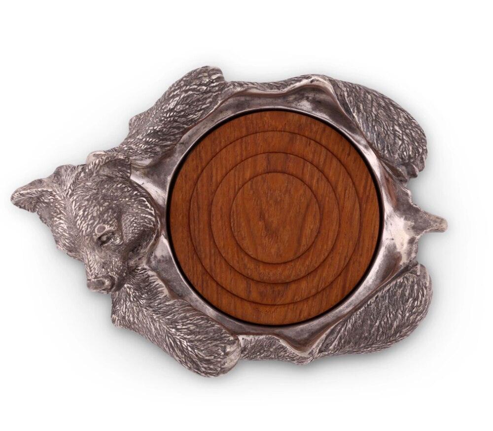 Pewter Bear Wine Bottle Coasters - Your Western Decor