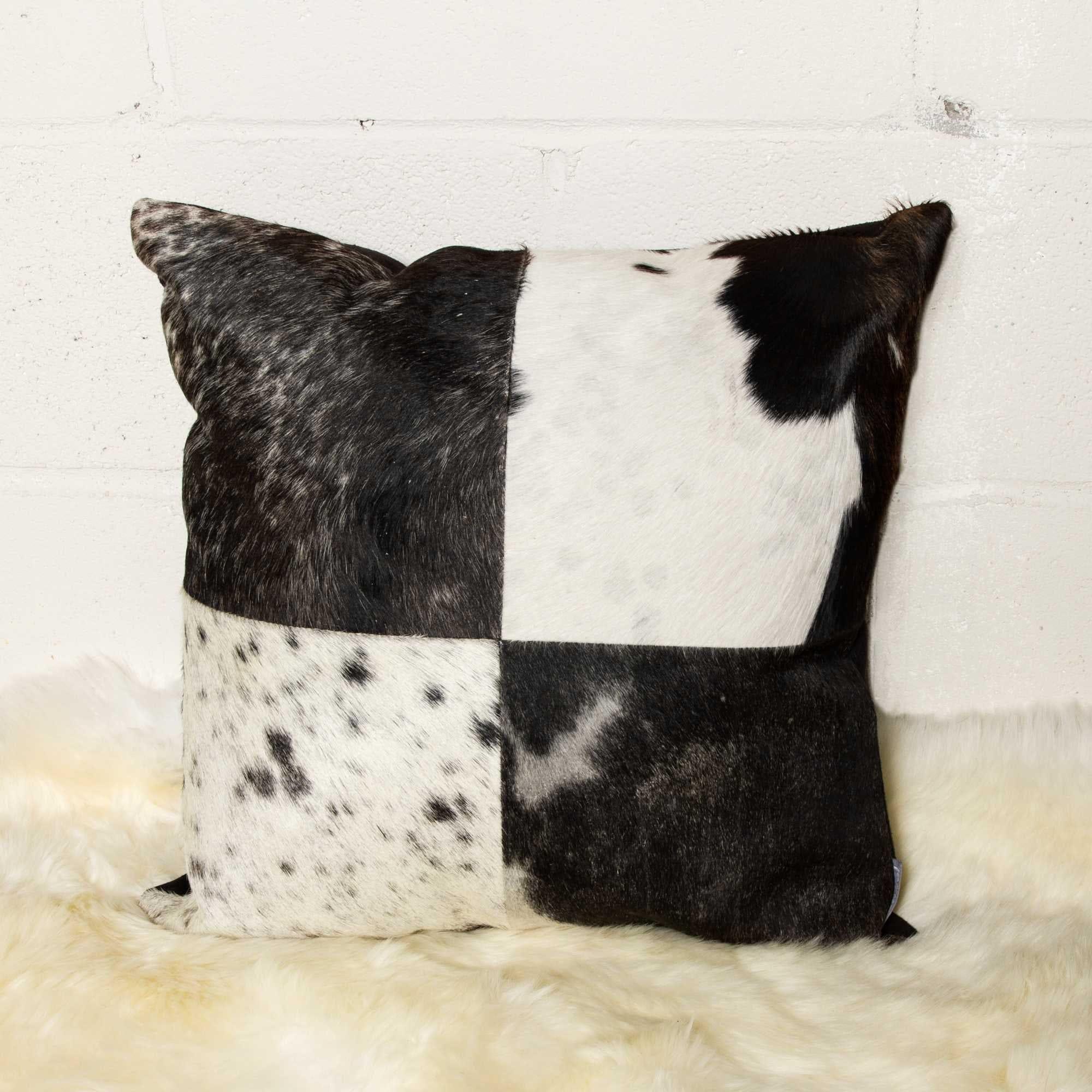Quatro Panel Black & White Cowhide Pillow - Your Western Decor