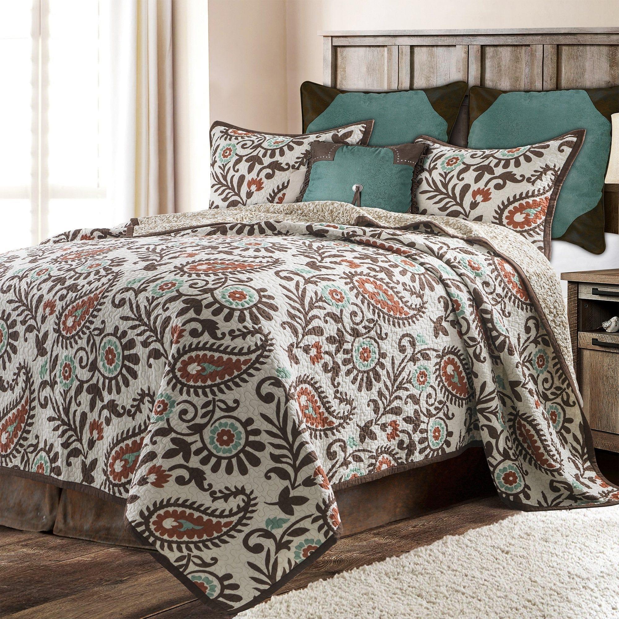 Rebecca Paisley Reversible Quilt Set with matching pillows from HiEnd Accents