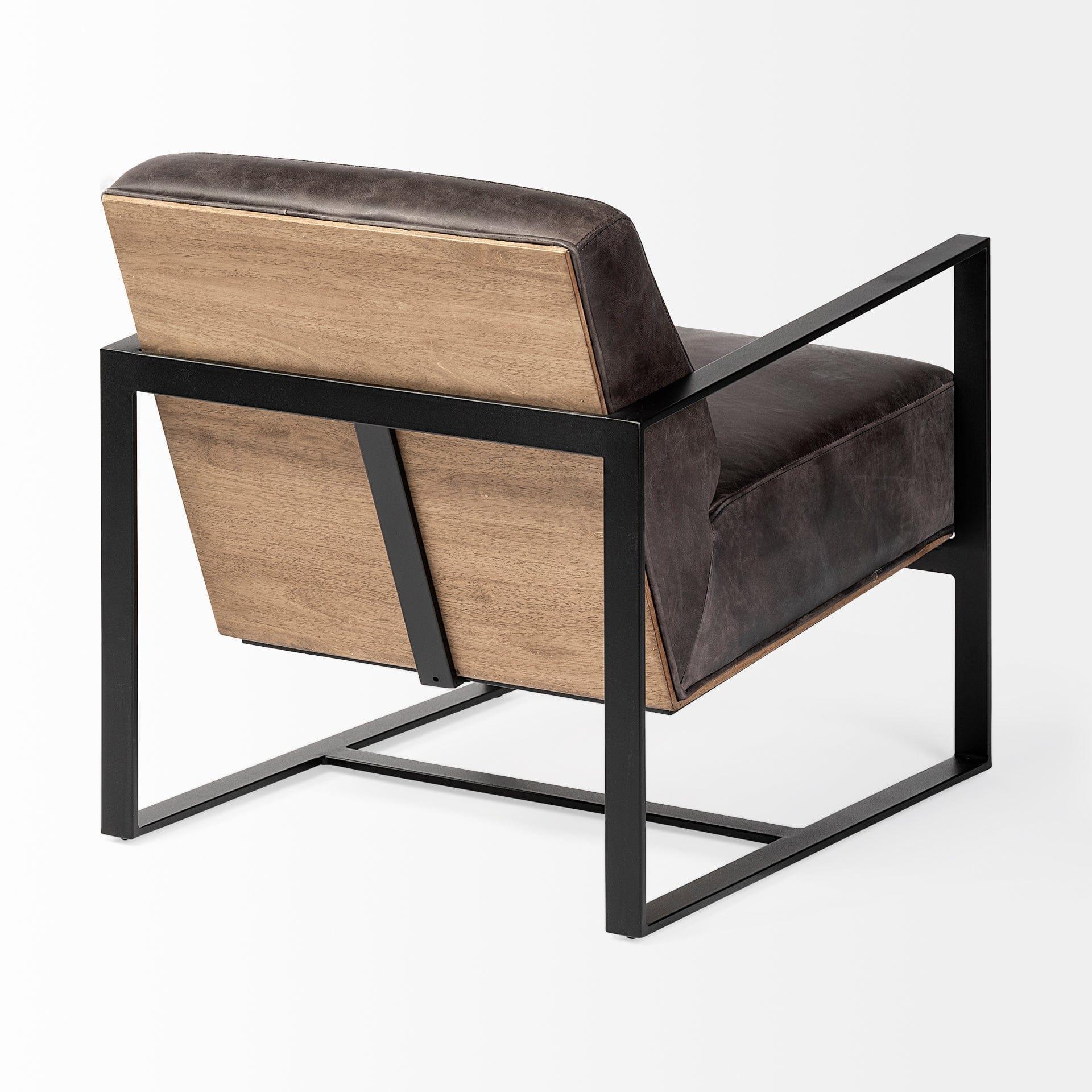 Riley Ebony Leather Accent Chair back - Your Western Decor