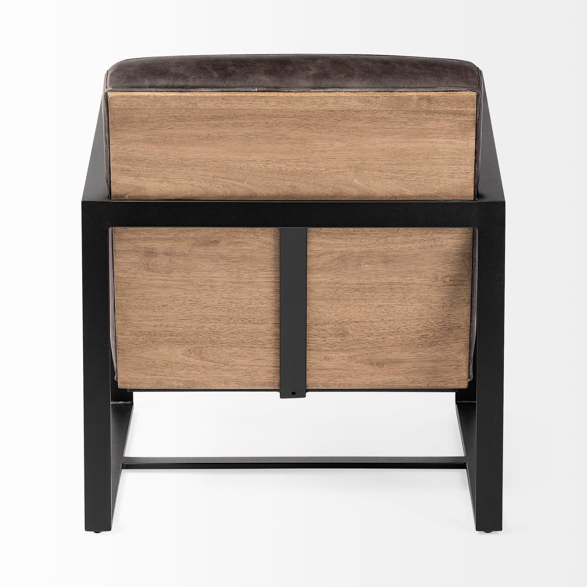 Riley Ebony Leather Accent Chair back detail - Your Western Decor