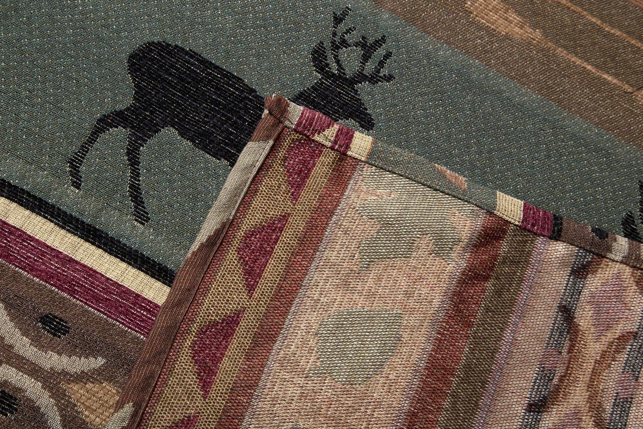 Rocky Heights Wildlife Shower Curtain detail reverse. Cabin bath décor. Your Western Decor.