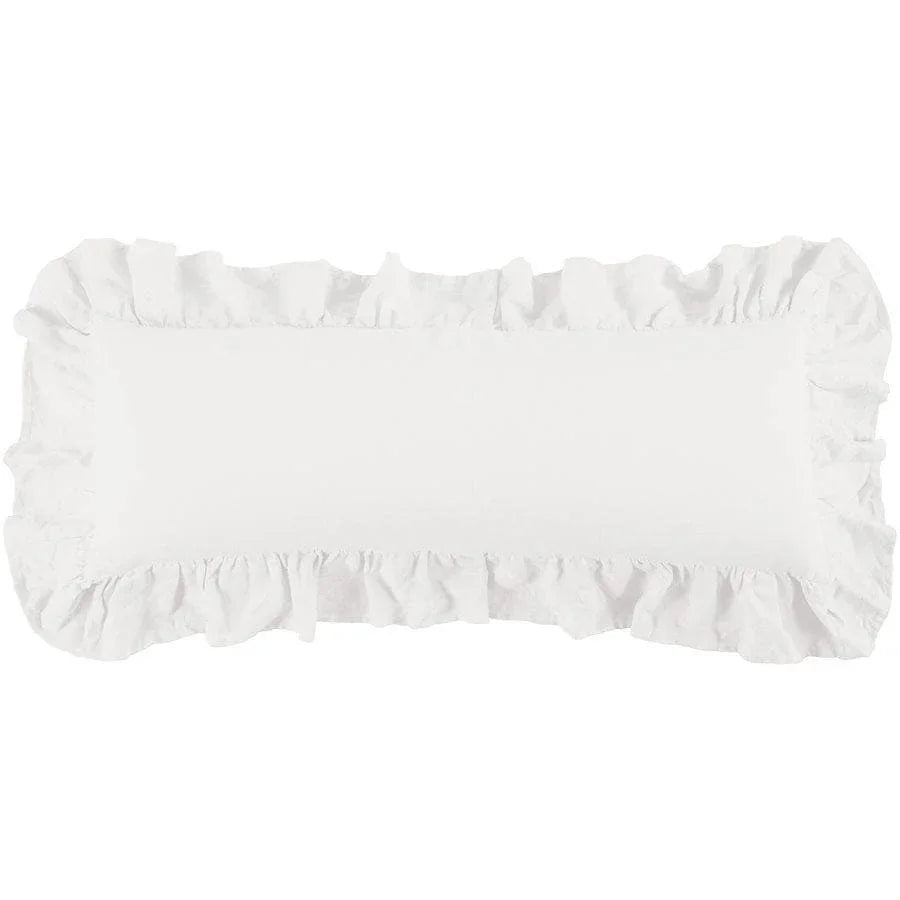 White linen ruffled body pillow. Your Western Decor