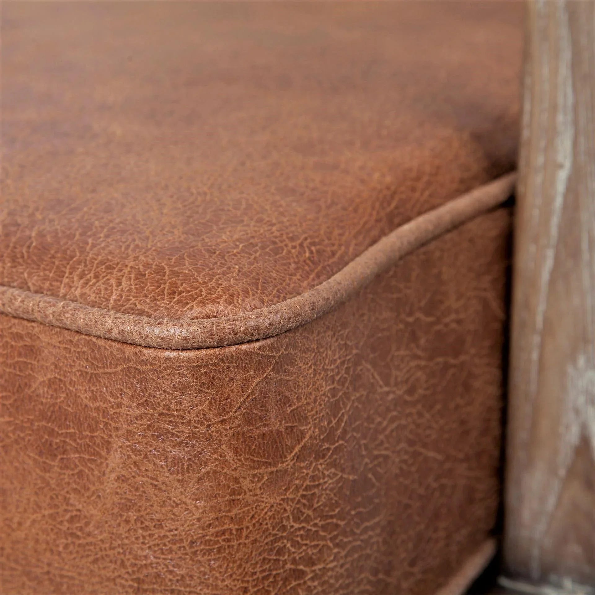 Rustic Boho Accent Chair Seat Detail - Leather and Linen - Your Western Decor, LLC
