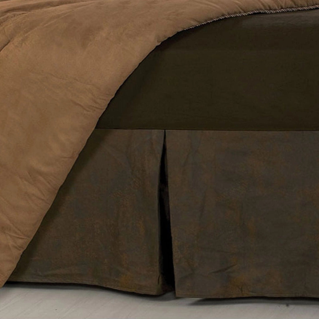 Faux suede chocolate brown leather bed skirt - Your Western Decor