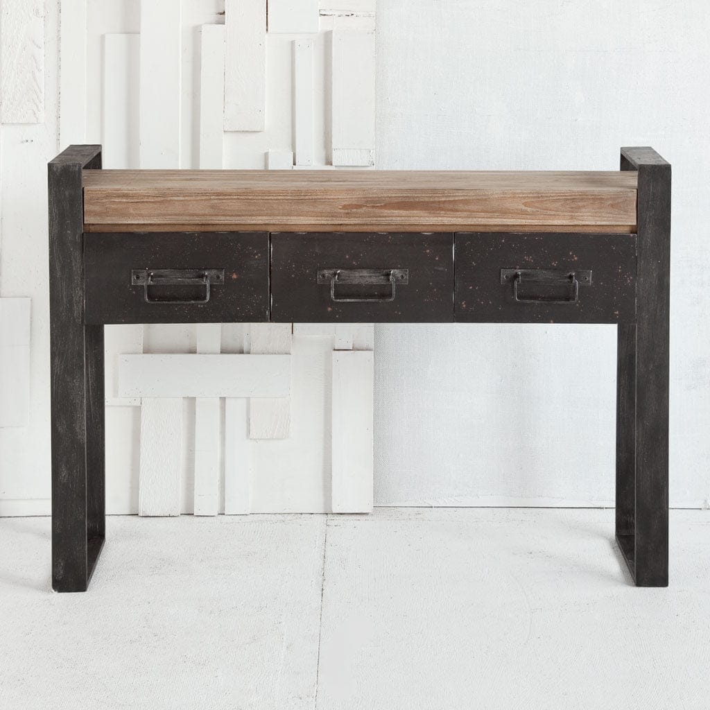 Rustic industrial wood and metal entry table - Your Western Decor