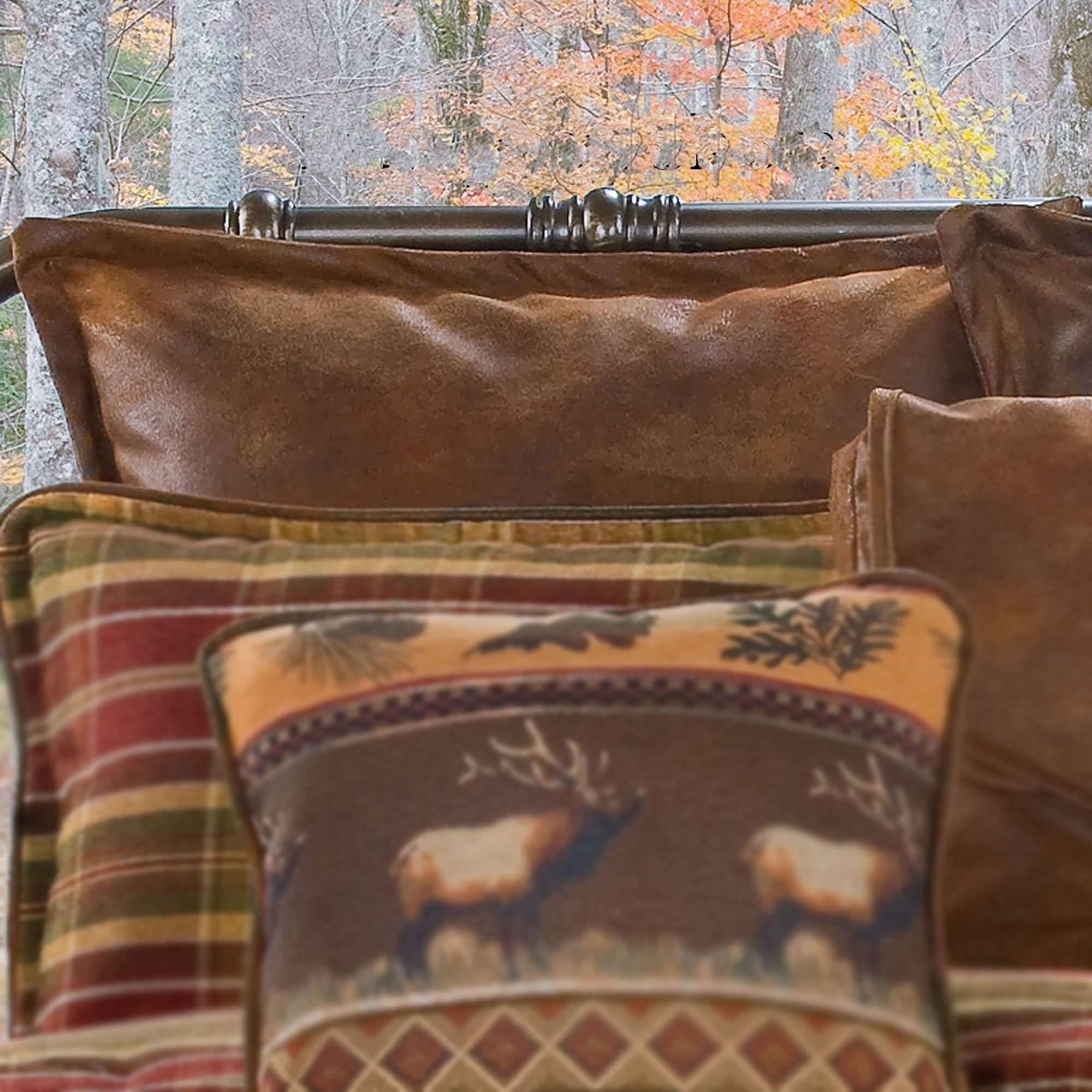 Rustic Lodge Faux Leather Euro Shams - Your Western Decor, LLC